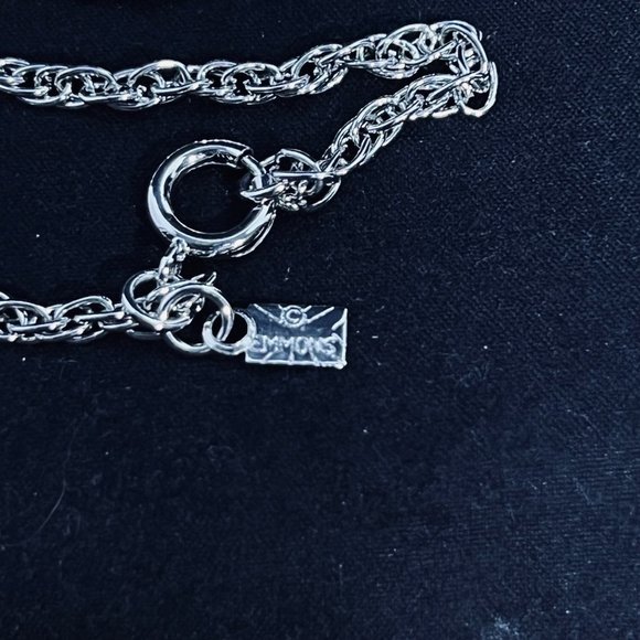 Emmons Silver Tone Black Lucite Necklace Signed (4707) - Picture 6 of 6